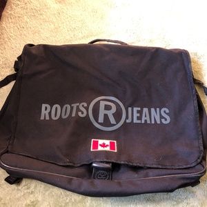 Vintage Black Canvas Convertible Messenger Bag by Roots